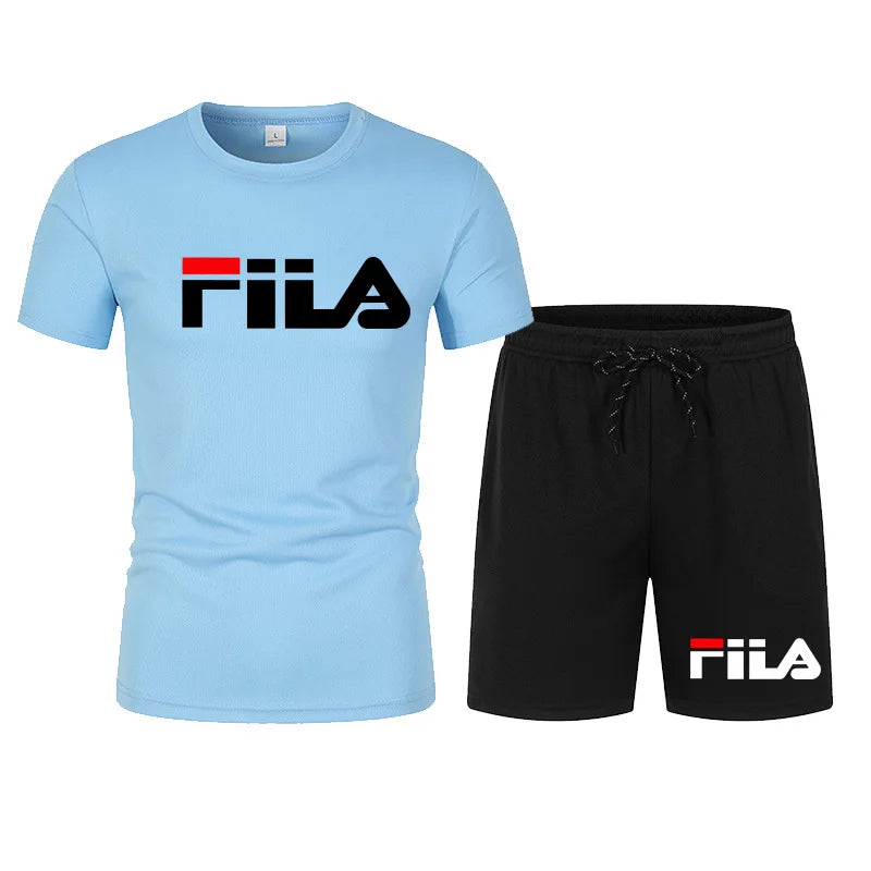 Men's two-piece sportswear breathable quick drying short sleeved T-shirt pants set running fitness 2026 summer big discount