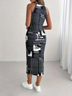 Women's Slim Fit Mid-Length Sleeveless Hanging Neck Dress Sexy Tight Fitting Summer Spicy Slimming Girl Dress
