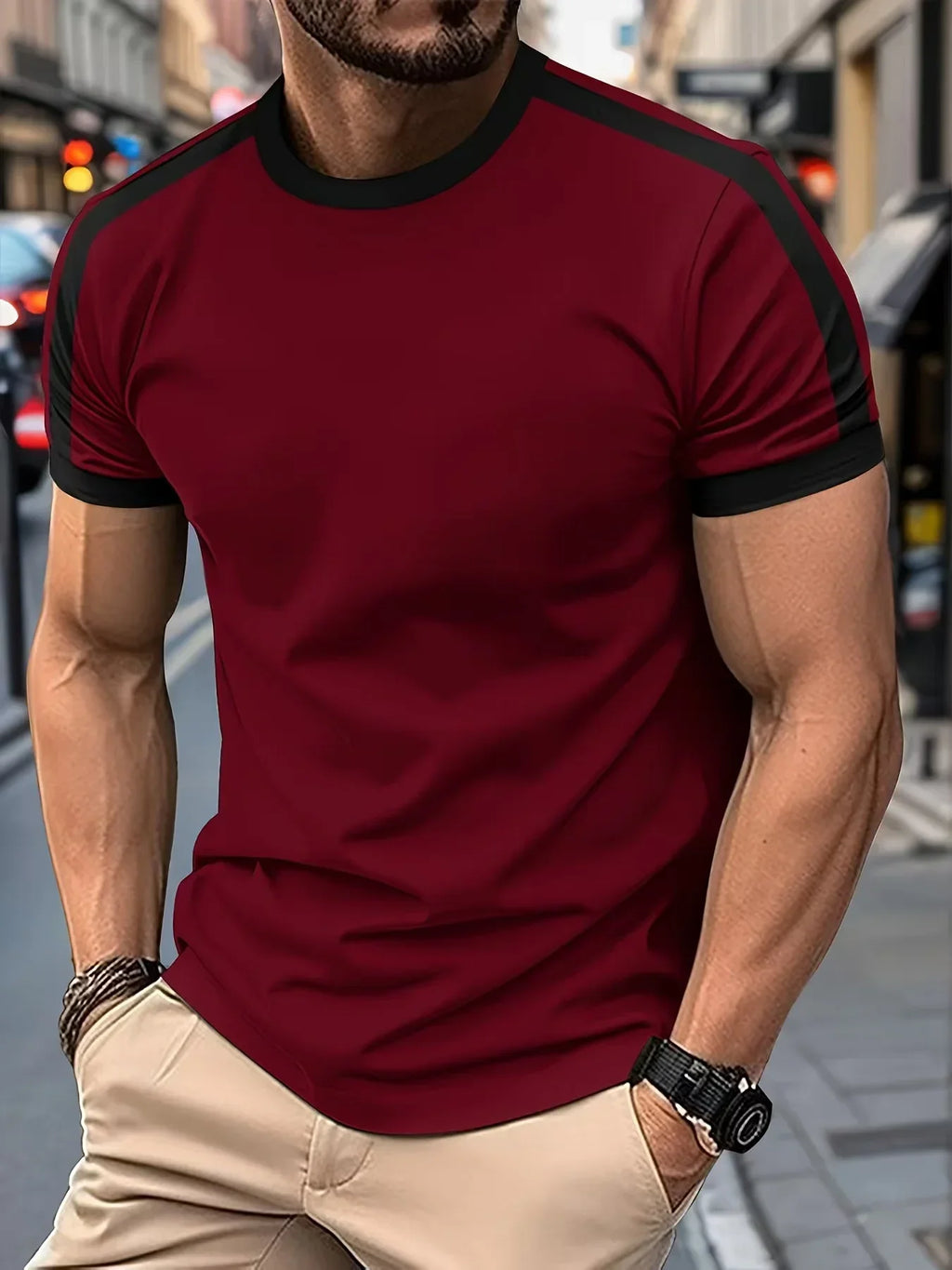 2025 Summer New Men's Fashion Casual Round Neck Short Sleeve Top Outdoor Sports Fitness Breathable Quick Drying T-shirt