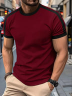 2025 Summer New Men's Fashion Casual Round Neck Short Sleeve Top Outdoor Sports Fitness Breathable Quick Drying T-shirt