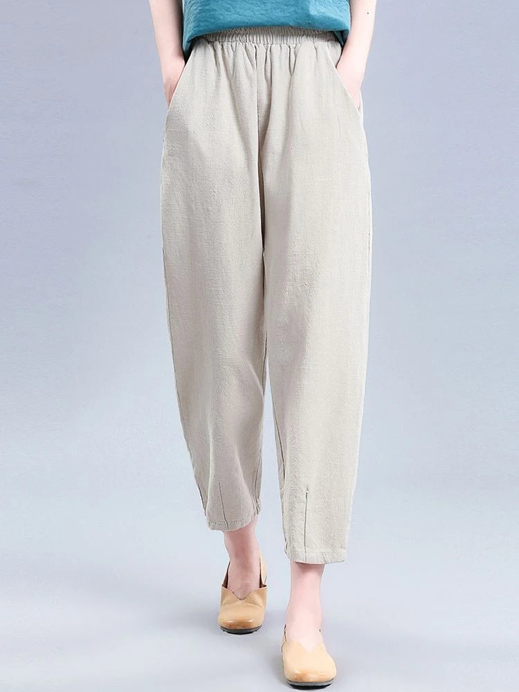 Pants For Women Loose Baggy Trends 2025 All Medium New In Outfits One Size High Quality Casual Xxl G Woman Trousers Cotton Linen