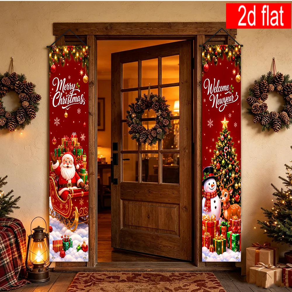 Christmas couplets, Christmas-themed decorations, indoor and outdoor porches, front of the living room