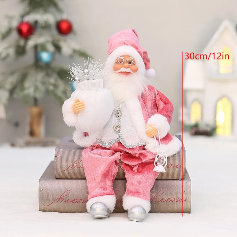 Christmas Decorations 30cm Sitting Santa Claus Gift Window Display Ornament
