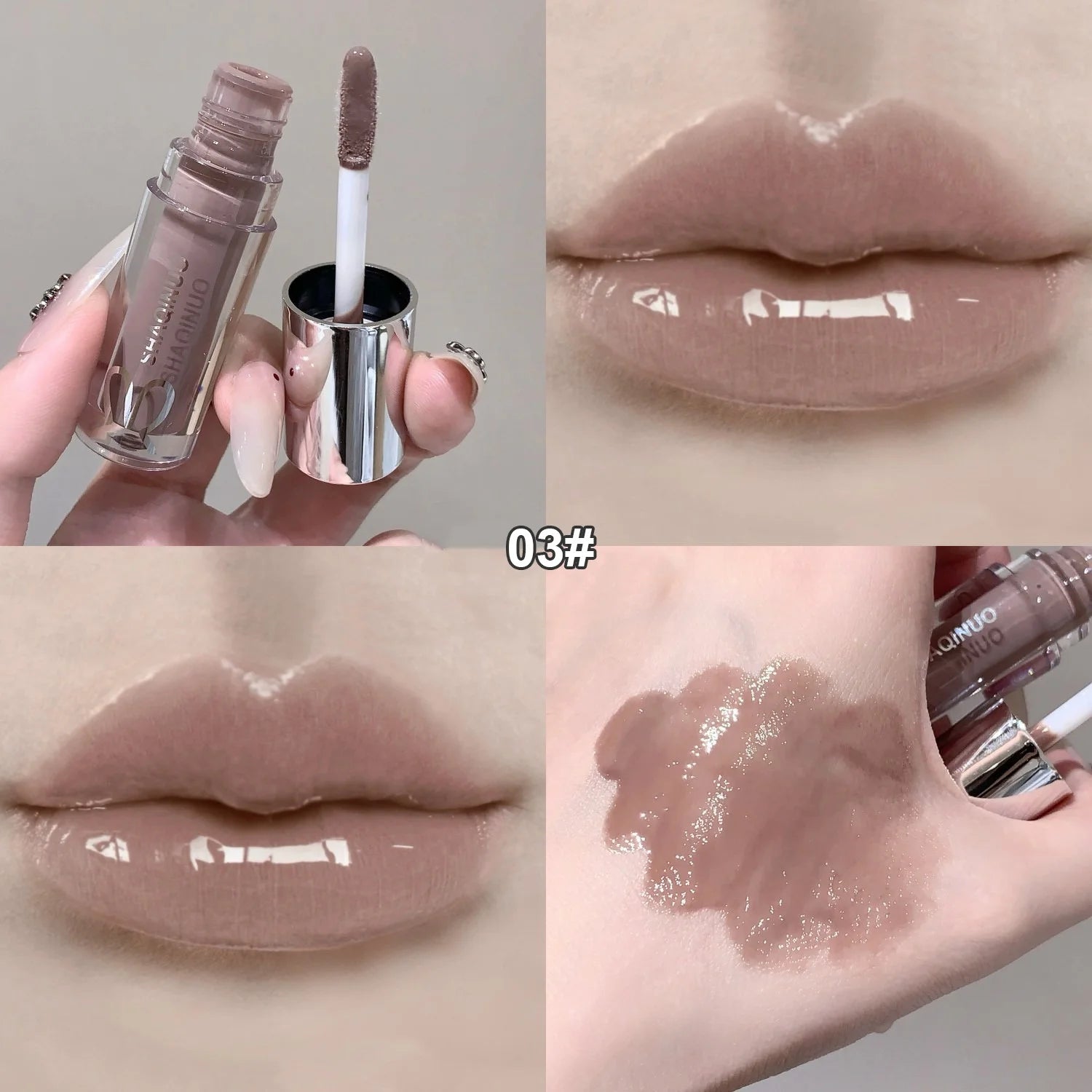 1Pc Lip Gloss Mirror Moisturizing Gothic Pure Black Silver Fine Flash Low Saturation Lip Glazed Lasting Lip Makeup Halloween