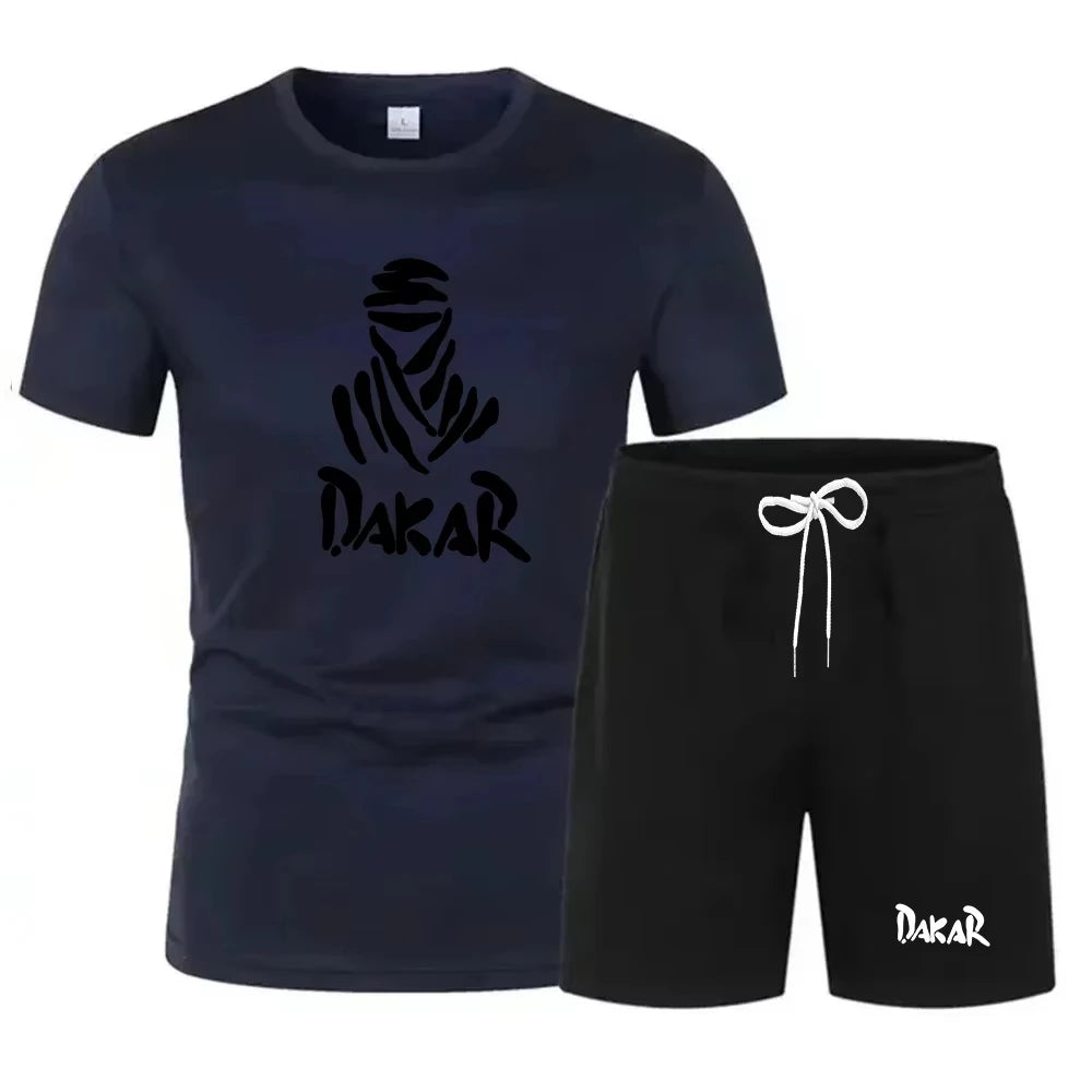 Men's 2026 A Two-piece Summer Men's Fashion Casual T-shirt and Fitness Sportswear Set Is Suitable for Round-colored Youth Styles