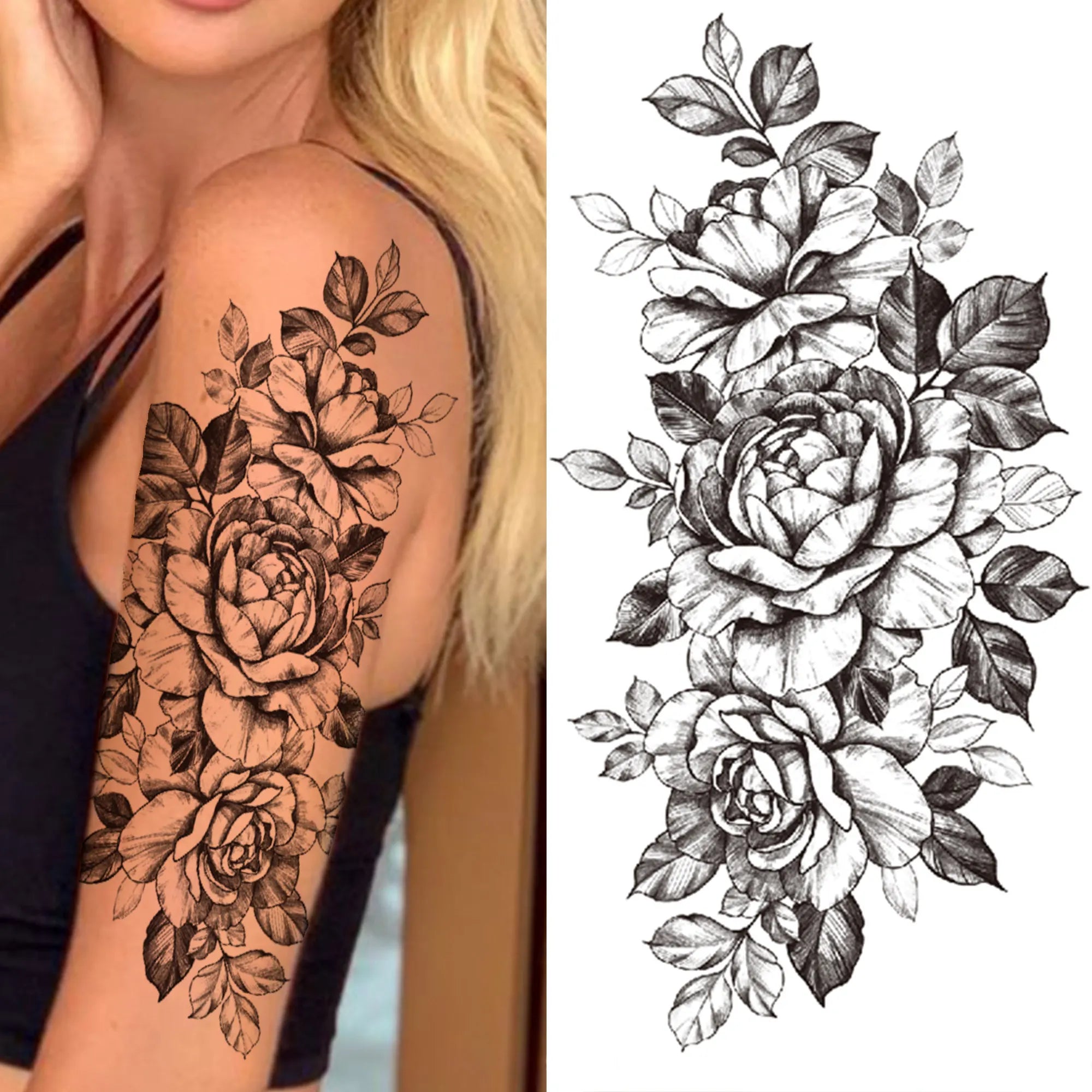 Full Arm Temporary Tattoos Sleeve For Men Women Realistic Fake Tatoos Warrior Lion Tiger Flower Tatoo Sticker Black Totem Maori