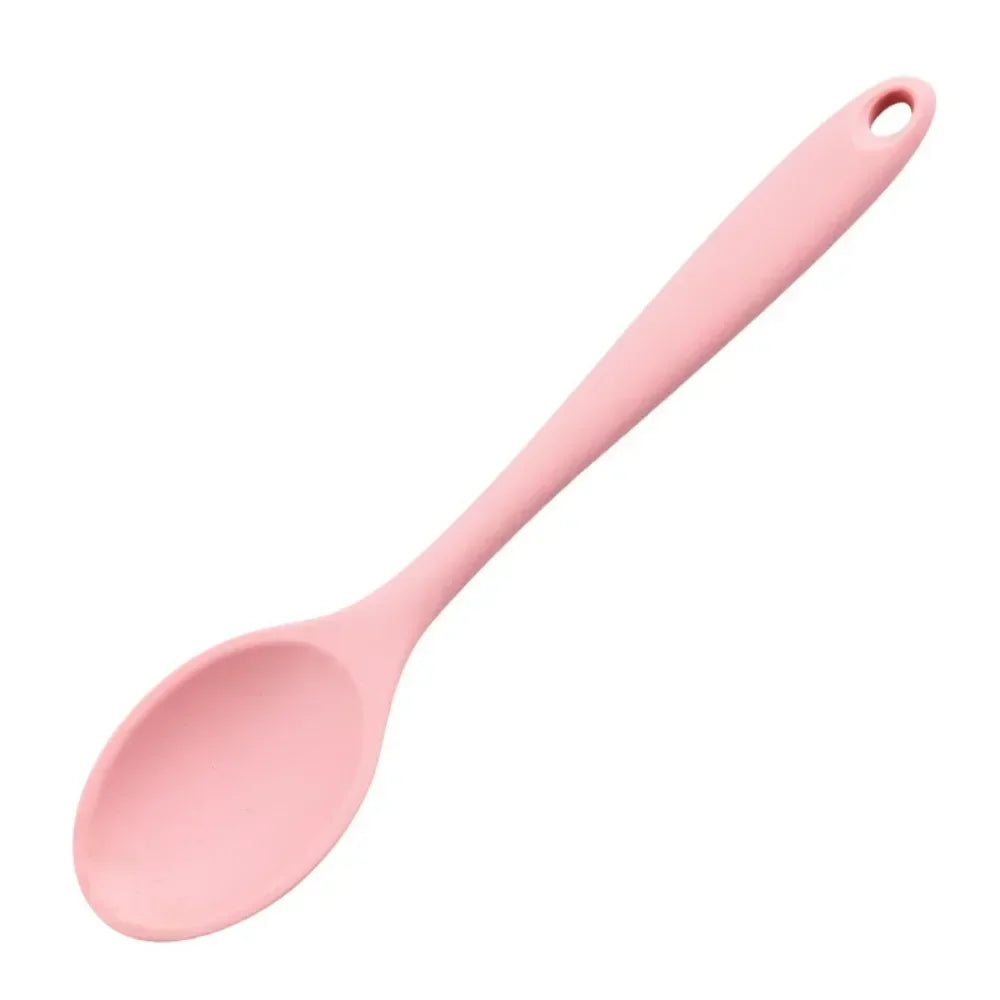 Silicone Spoon Food Grade Long-handled Kitchen Soup Spoon Mixing Spoons High Temperature Resistant for Cooking