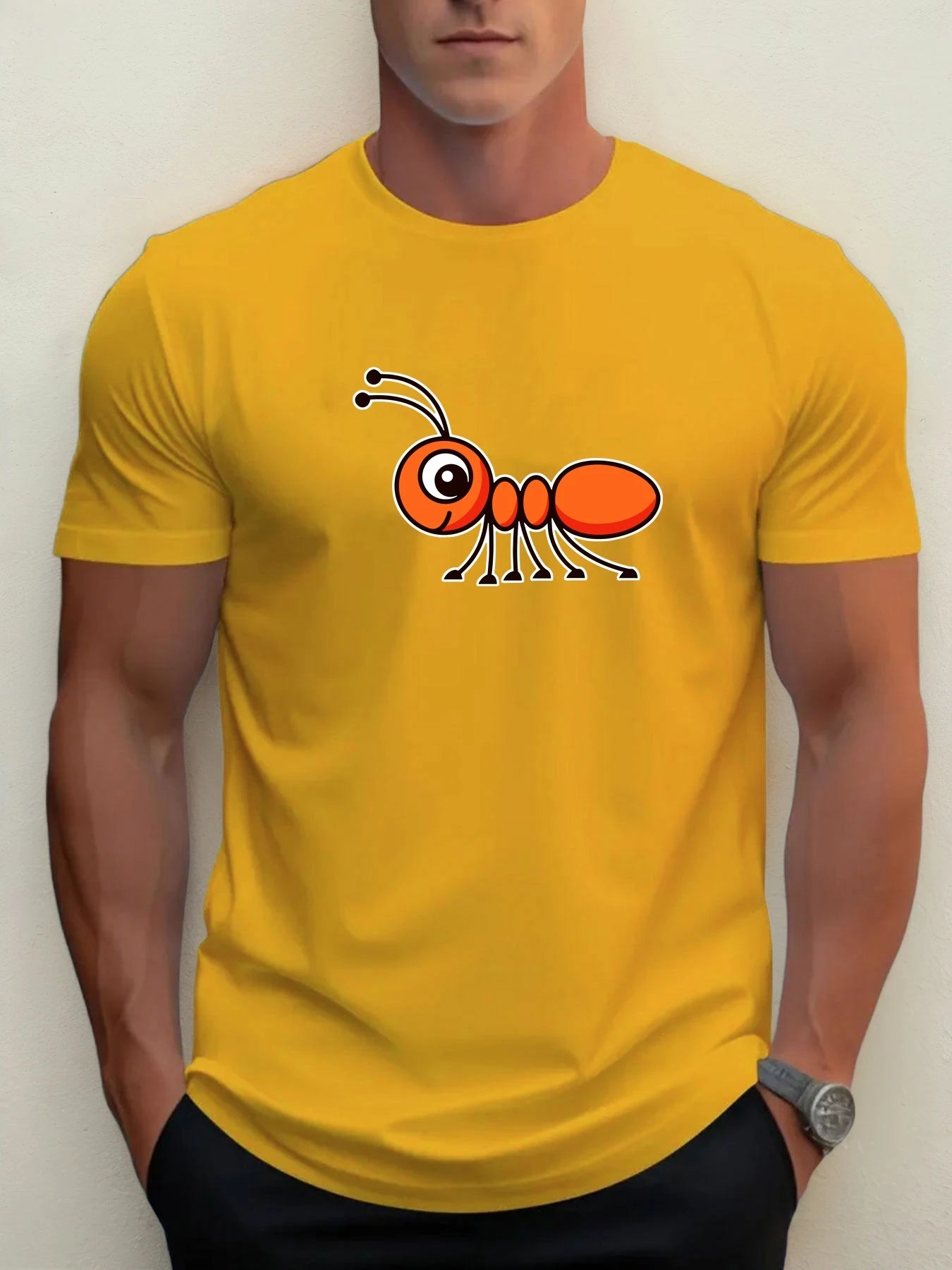 T Shirts For Men Ant 100% Cotton Graphic Printing Summer Round Neck T-Shirt Casual Breathable Street Style Daily Top
