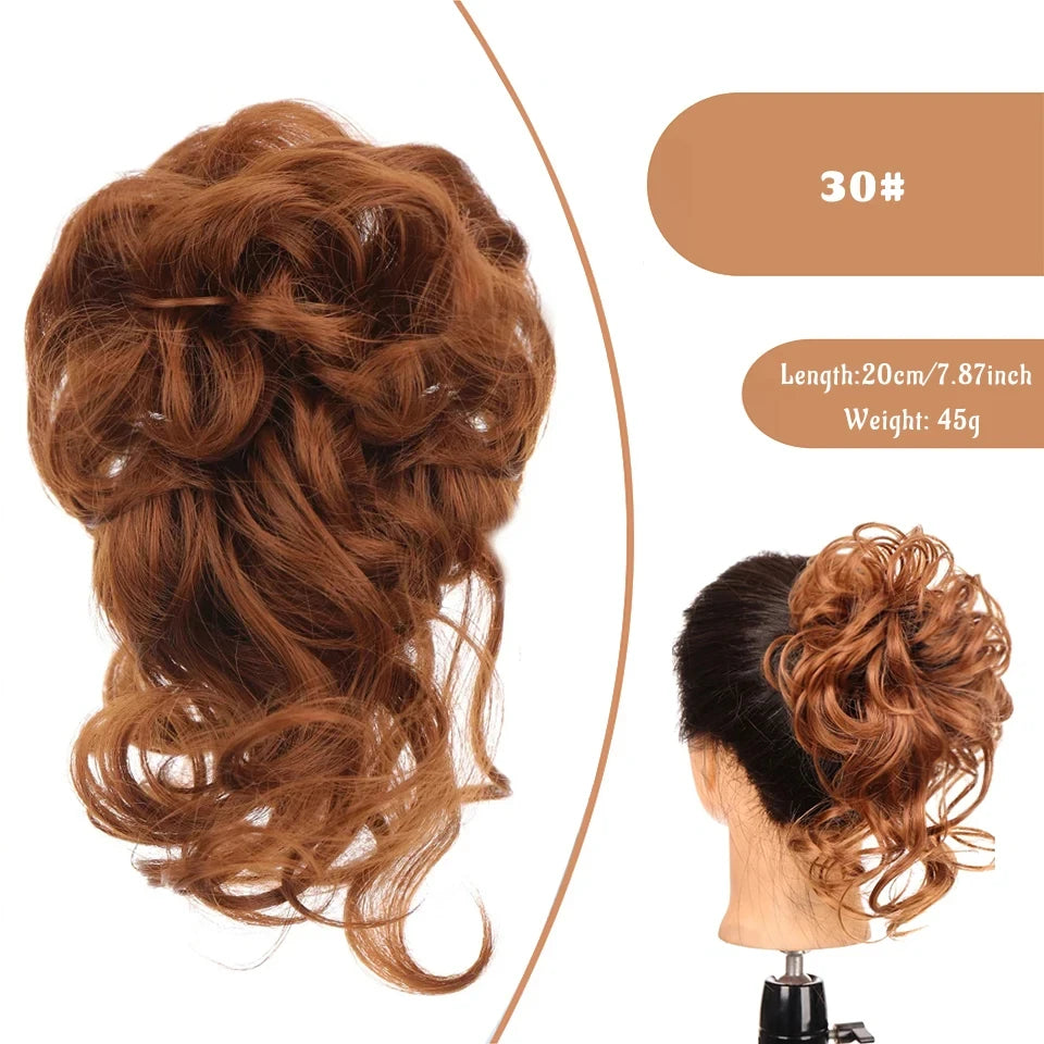OLACA Synthetic Hair Bun Bands Blonde Black Messy Curly Chignon Donut Updo Scrunchies Fake Hair Pieces For Women Hair Extensions