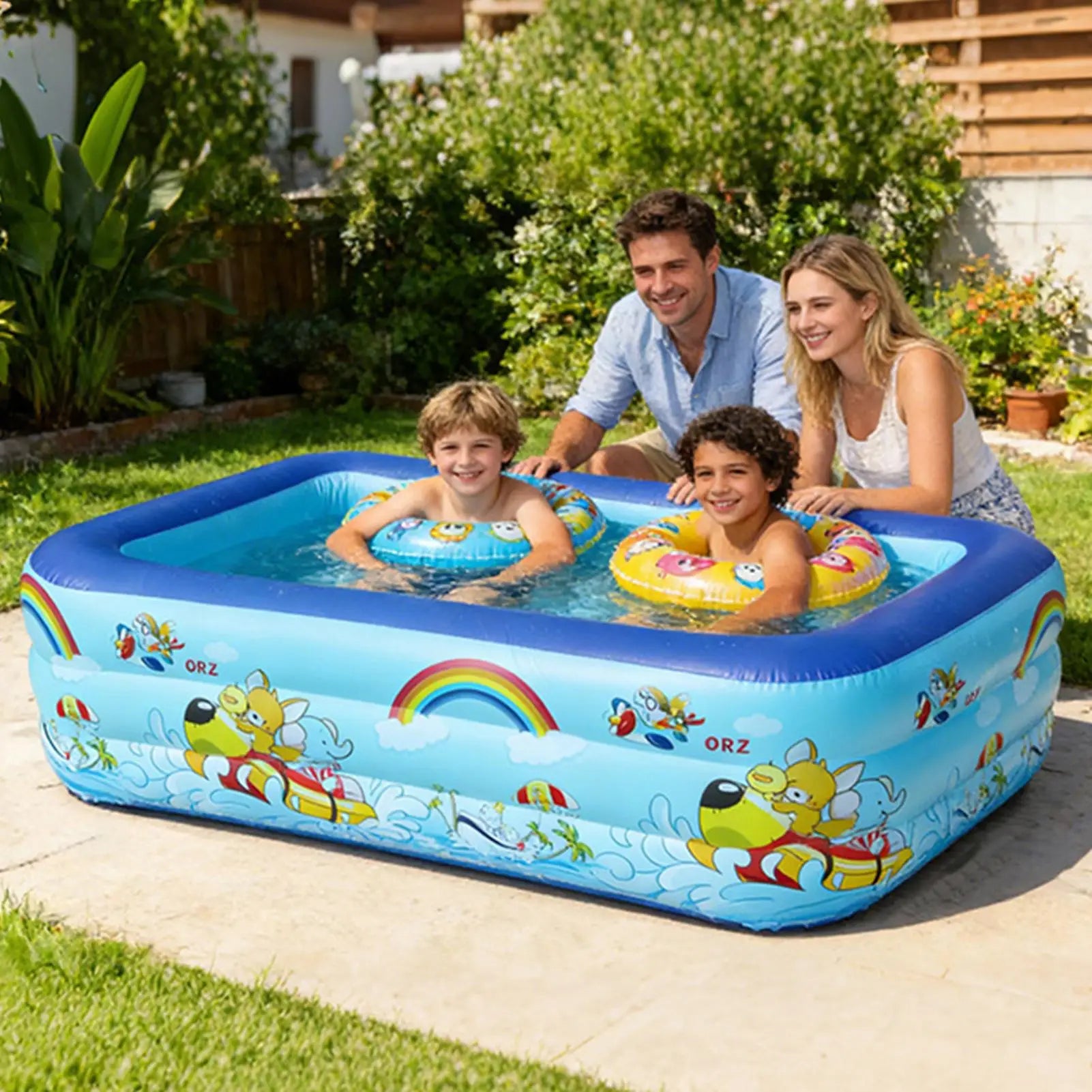 Inflatable Pool Kids Large Portable Outdoor Games Kids Summer Blow Up Swimming Pool for Boys Girls Family Indoor Outdoor Garden