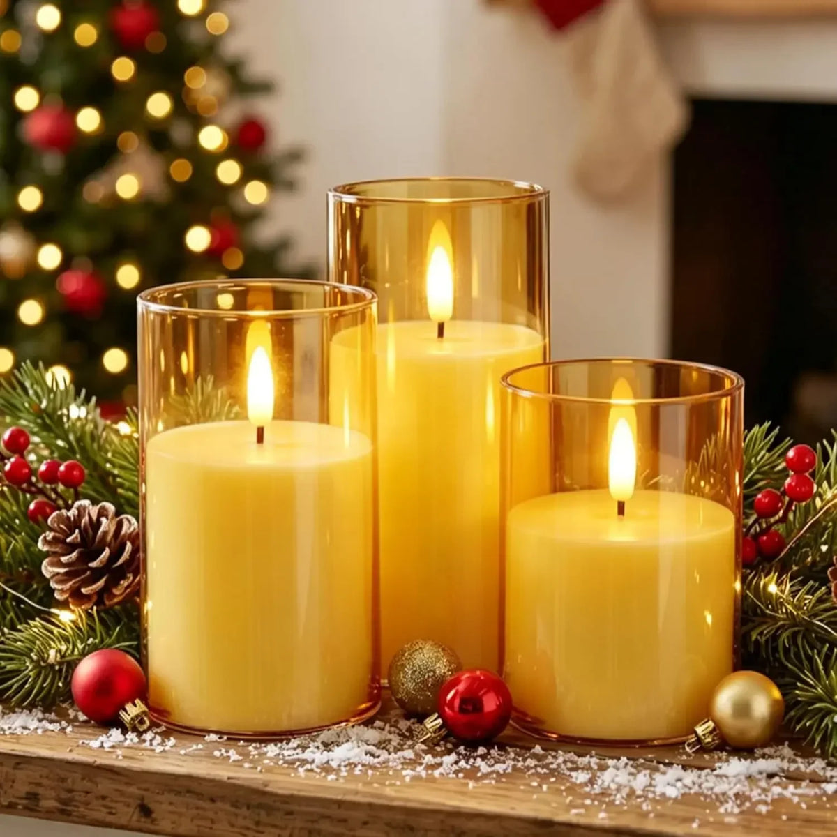 Flameless LED Electronic Candles Complete Set, Decorative Candle Lights for Christmas, Wedding, Party, Tabletop Home Decorations
