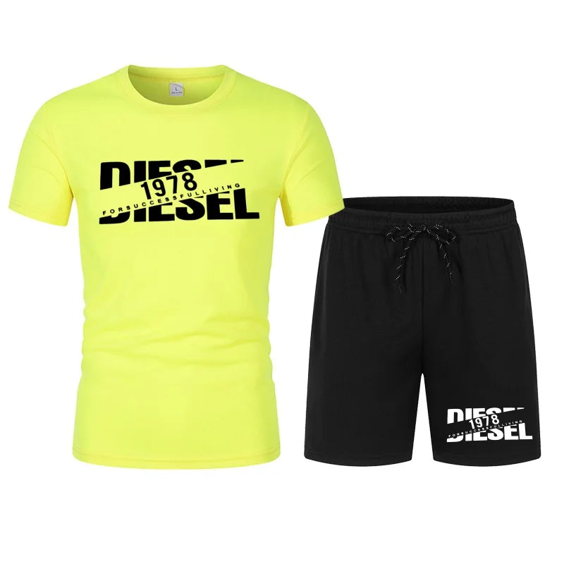 Men's two-piece sports suit round neck T-shirt and pants, basketball running sportswear 2026 summer new item