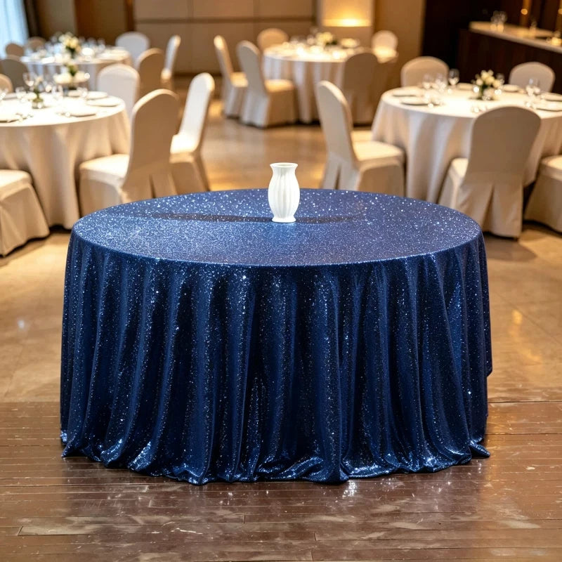 Shiny Sequin Round Tablecloth Sparkly Fabric Table Cover Wedding Banquet Party Decor Multi Round Sizes Available