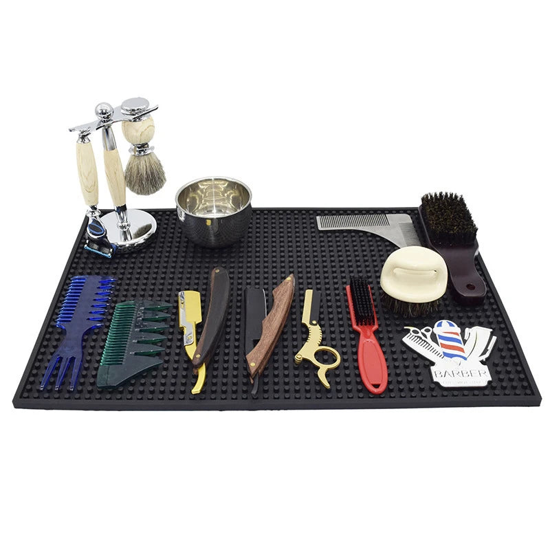 Black Anti Slip Barber Station Pad Scissores combs Tools Rubber Storage Mat Hairdressers Barbershop Professional Tools Supplies