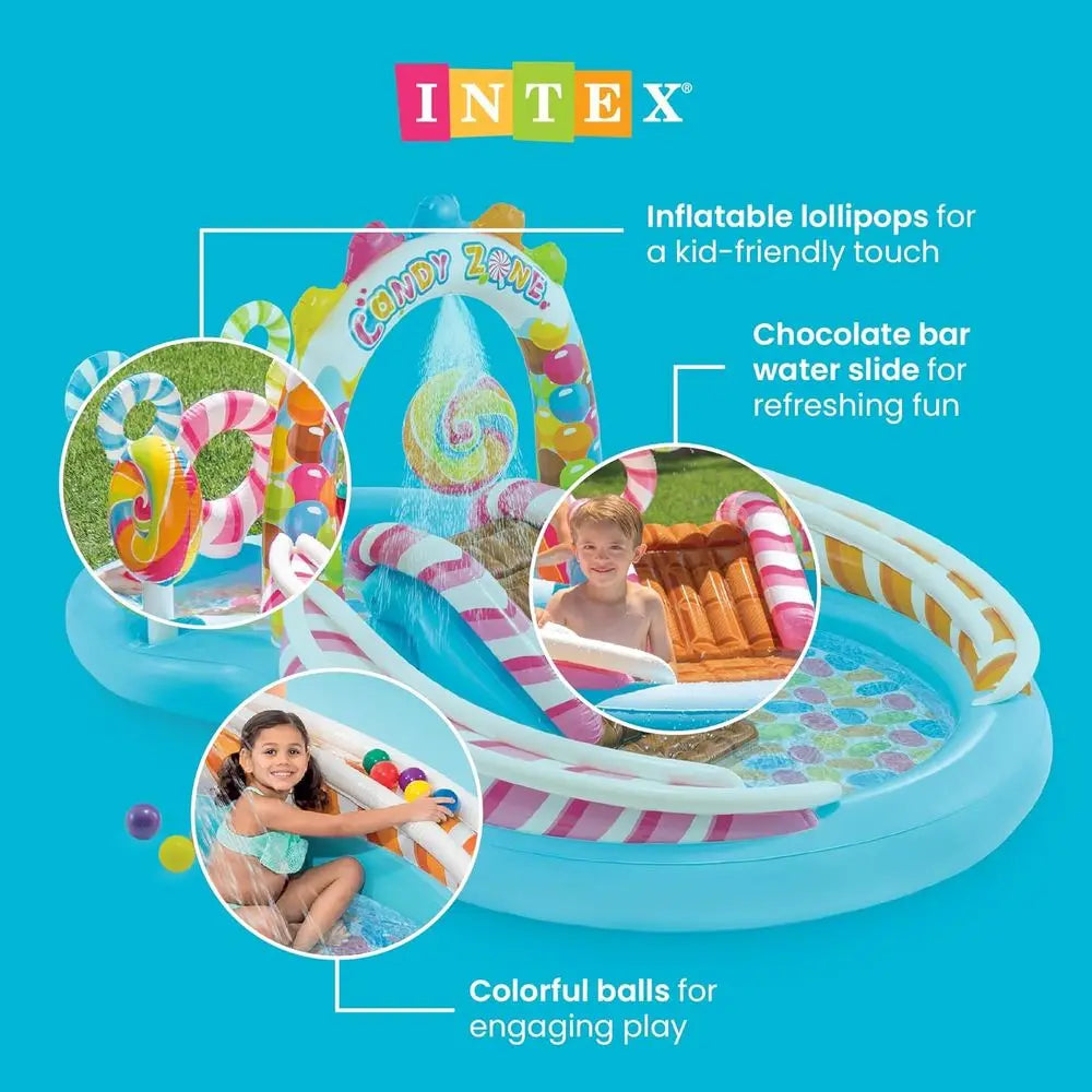 Kiddie Pool with Sprayer and Slide - Splash Pad for Ages 3+ - 116 x 75 x 51