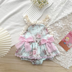 Baby Girl Flower Suspender Rompers Skirt Lace Cute Baby Girl Jumpsuit 2025 Summer New Children Clothing