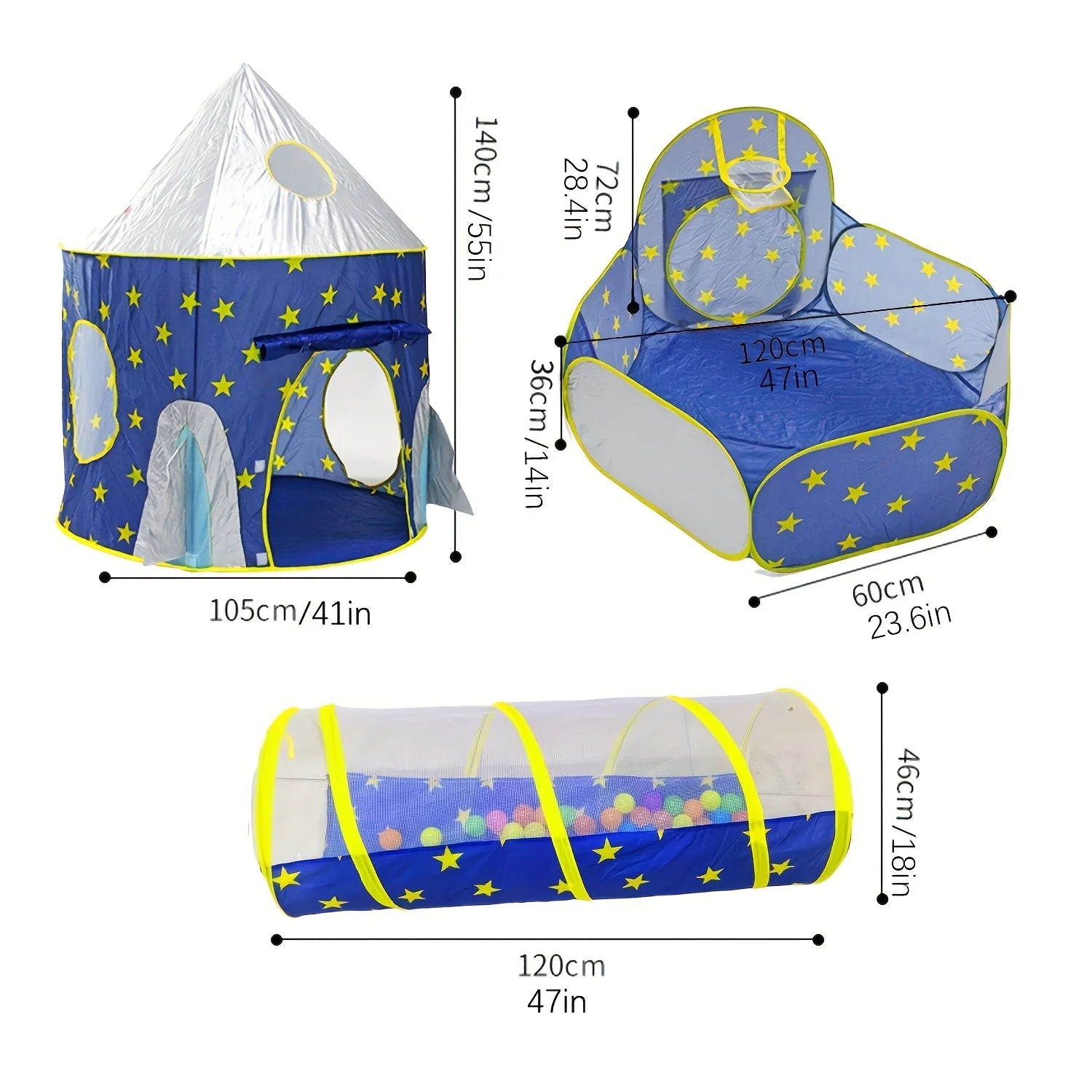 Children's Multi-functional Play Tent Set: Integrated Crawling Tunnel, Ball Pit, and Pop-up Playhouse for Boys Girls; Ideal Gift for Indoor and Outdoor Use (Colorful Balls Not Included)