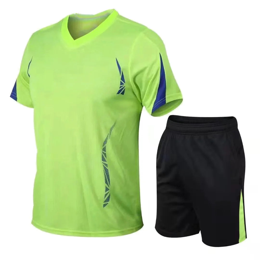 Running Sets Men Sportswear Short sleeve Clothes Fitness Basketball tennis Soccer Plus Size Gym Clothing 2 pieces Sports Suits