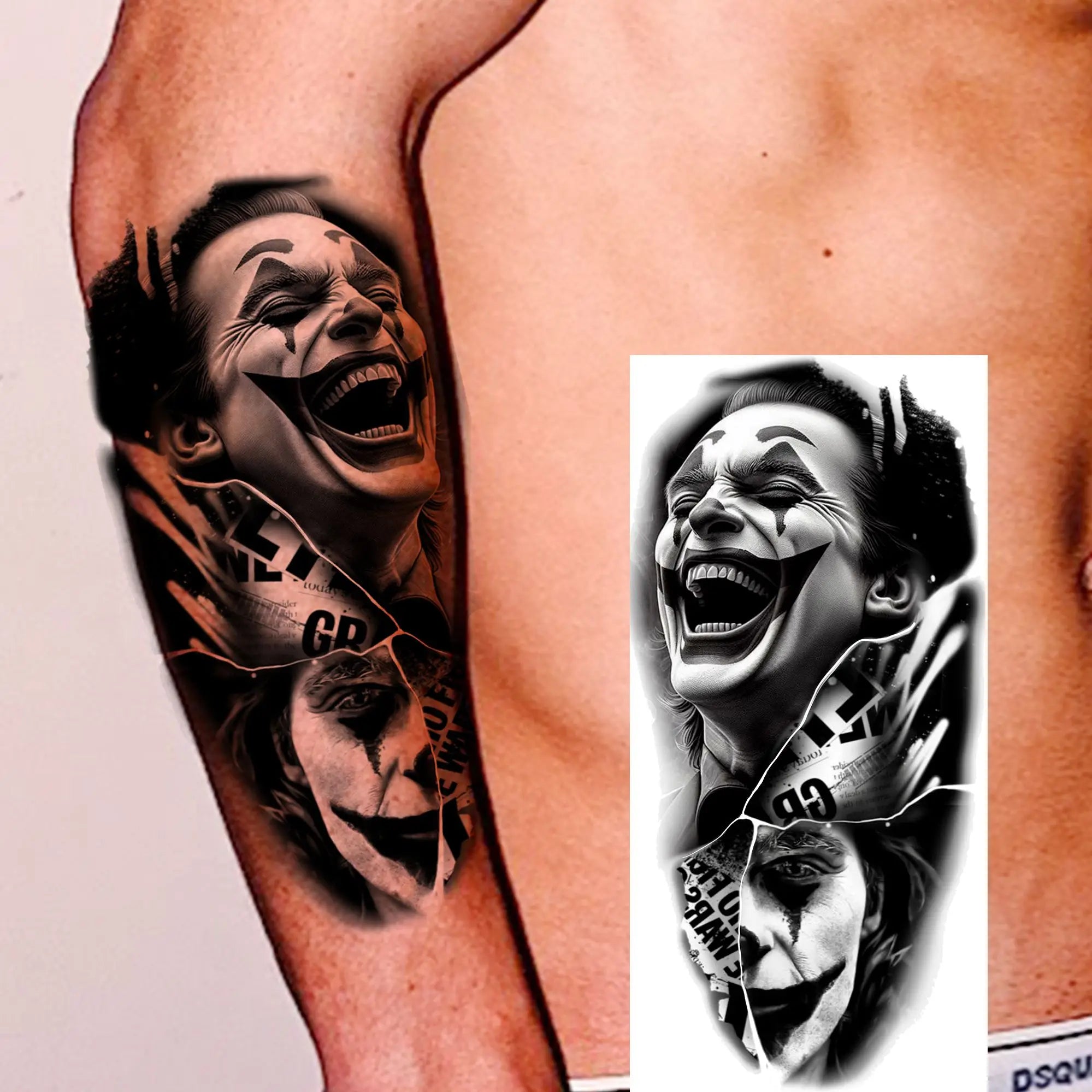 1 Sheet Full Arm Robber Gangster Temporary Tattoos For Men Women Waterproof  Tatoo Sleeve Realistic Bad Guy Fake Tattoos Sticker
