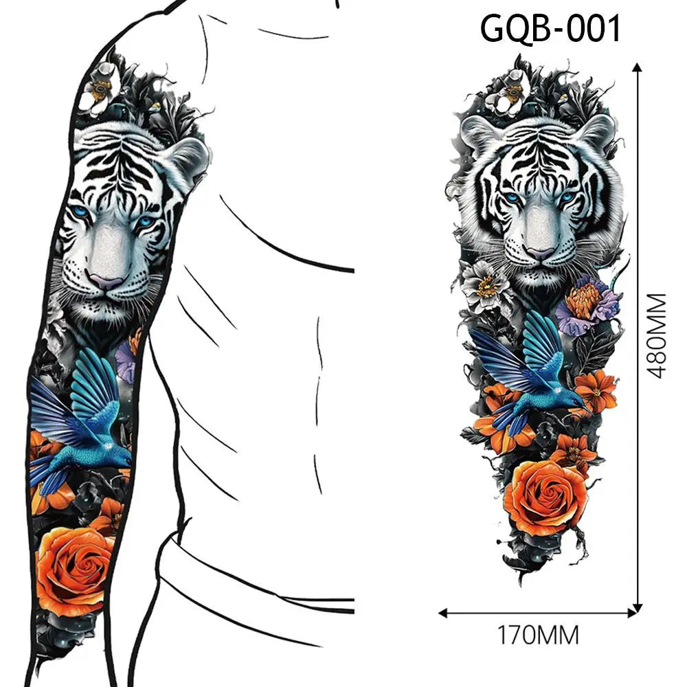 1 PC Temporary Fake Tattoo Colorful Water Transfer Stickers Waterproof Fake Tattoo Lasting Full Leg Arm Decor Body Art Paster