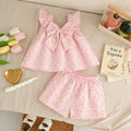 2-piece Summer Sleeveless Love Baby Girl Set Bow Tie Camisole Top+shorts 0-3 Years Old Baby Set Holiday Children's Clothing