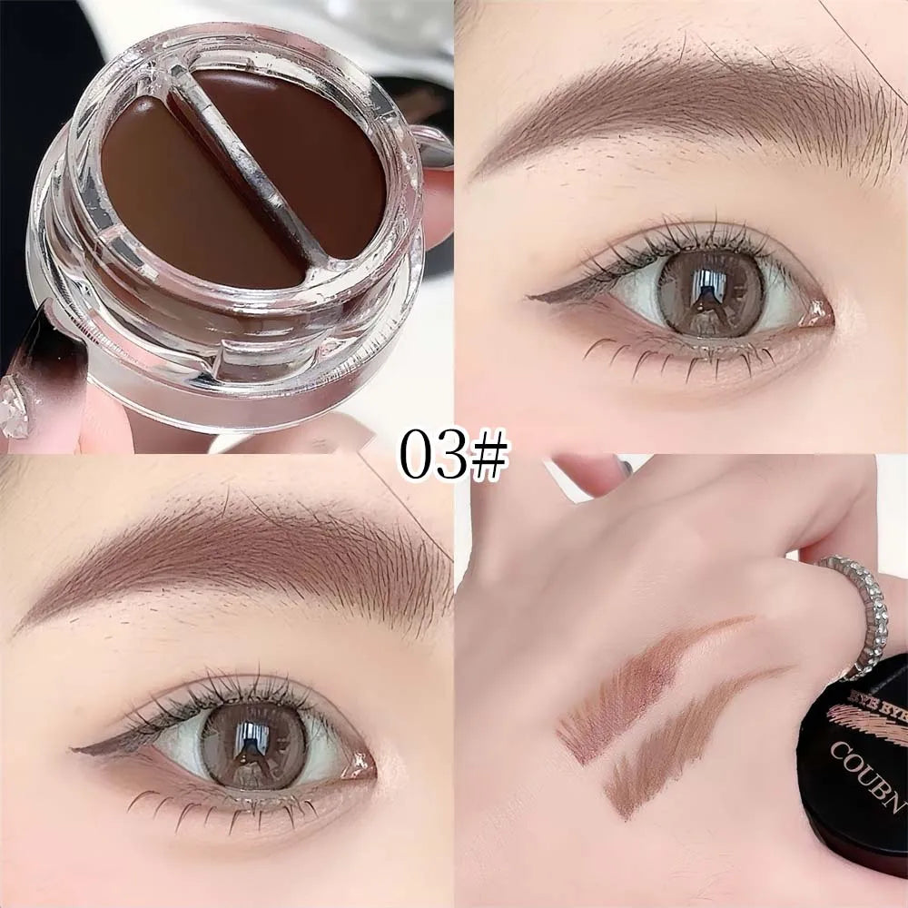 Two-Tone Matte Eyebrow Cream With Brush for Eyeliner & Eye Brow Waterproof Sweat Proof Wild Eyebrow Gel 3D Natural Tint Makeup