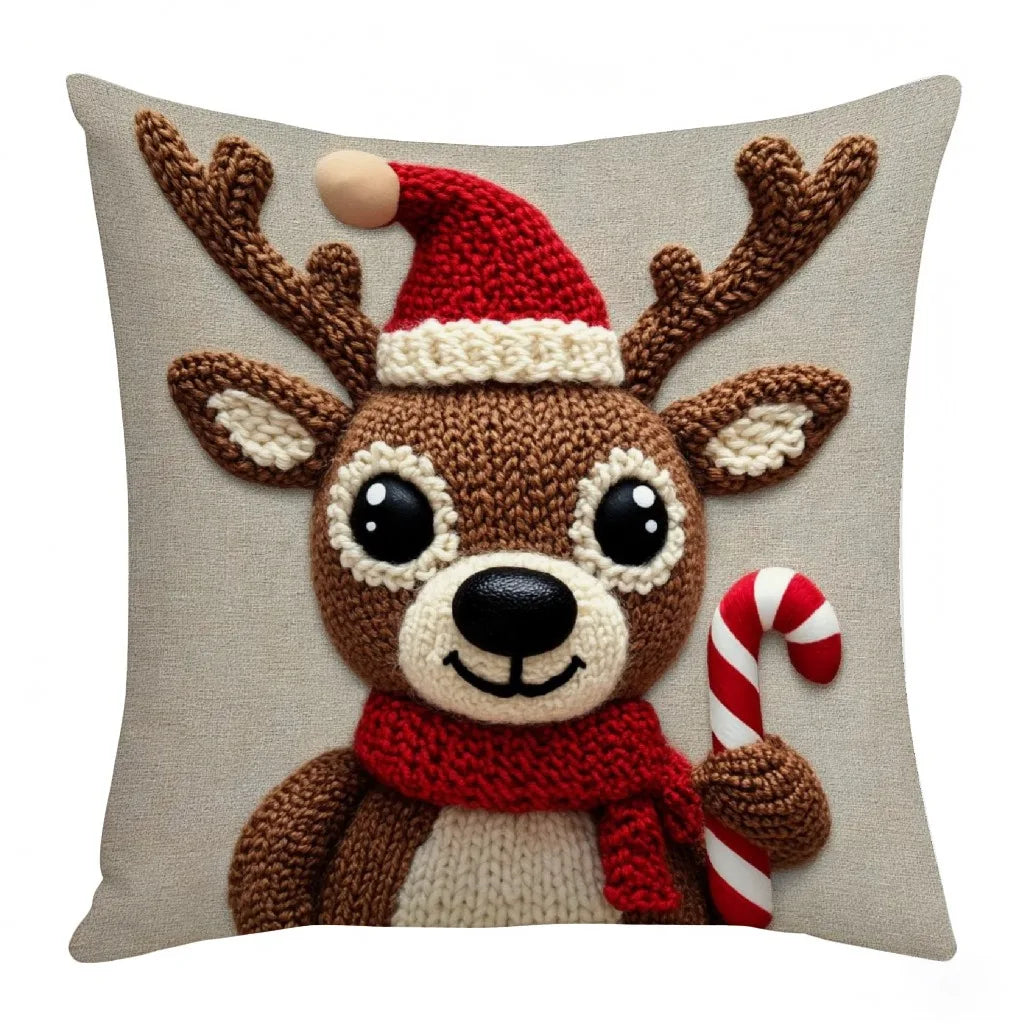 45cm Grey Red Christmas Pillowcase Cartoon Santa Snowman Elk Sofa Cushion Cover Home Bed Car Decor Merry Christmas 2025