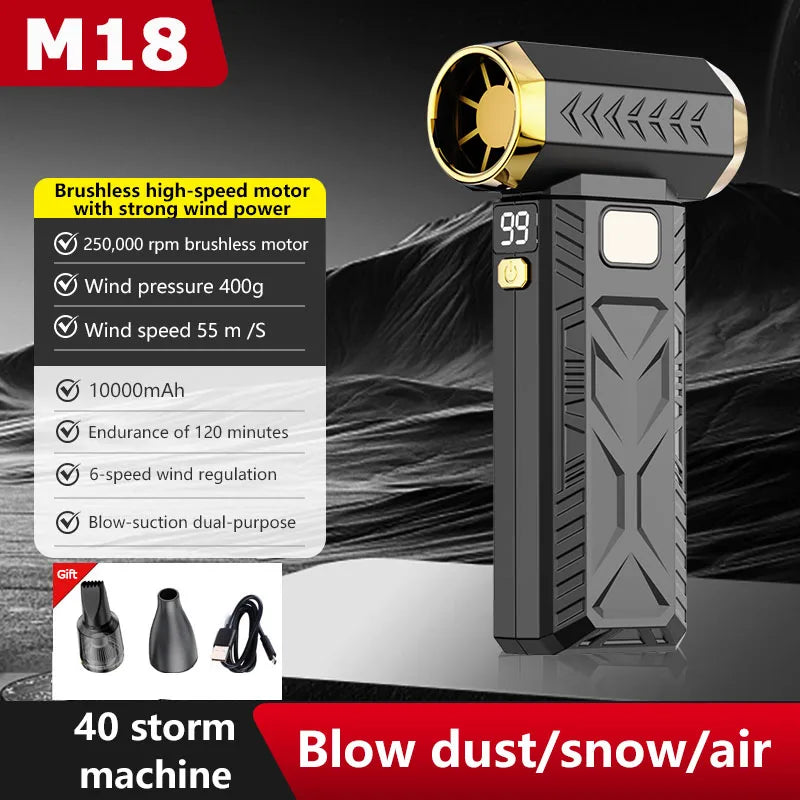 400000RPM Violent Fan Powerful Electric Air Blower Portable Dust Cleaner TypeC Charging 53m/s Brushless 10000mAh Fan