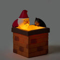 1 PC Glowing Chimney Santa Claus and Cat Decoration Illuminated Novelty Christmas Gift for Holiday Display Resin Figurines Craft