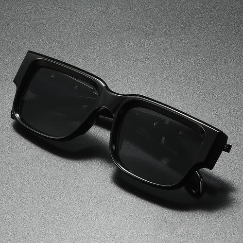 2026 Fashion Square Thick-Frame Sunglasses | Metal Accents | Retro Minimalist | Oversized Face-Flattering