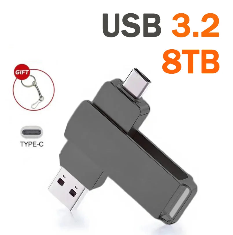 16TB USB3.2 Flash Drives High Speed Transfer Metal Pendrive Memory Card Pendrive Flash Disk Memoria Waterproof Stick NEW
