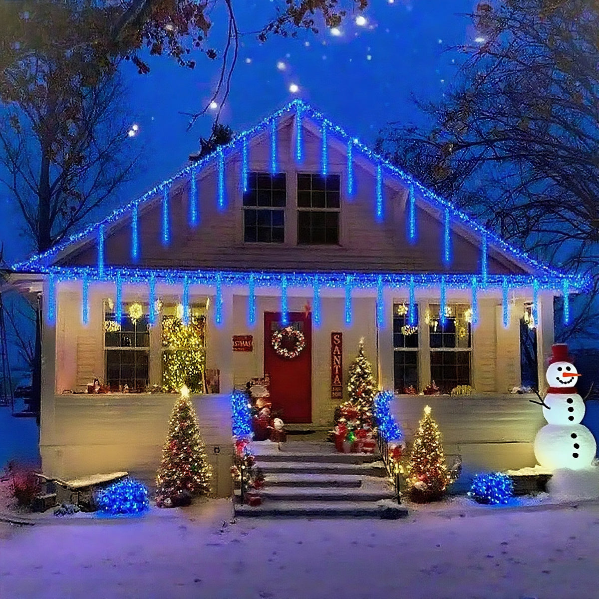 Solar Meteor Shower Lights 8-Tube 200LED Falling Rain String Lights Solar Powered for Tree Eaves Patio Fence Christmas Decor