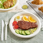 50-Pack 9-Inch Food-Grade Disposable Dinner Plates - Convenient Leak-Proof & Microwave-Safe for Picnics Parties Daily Takeout