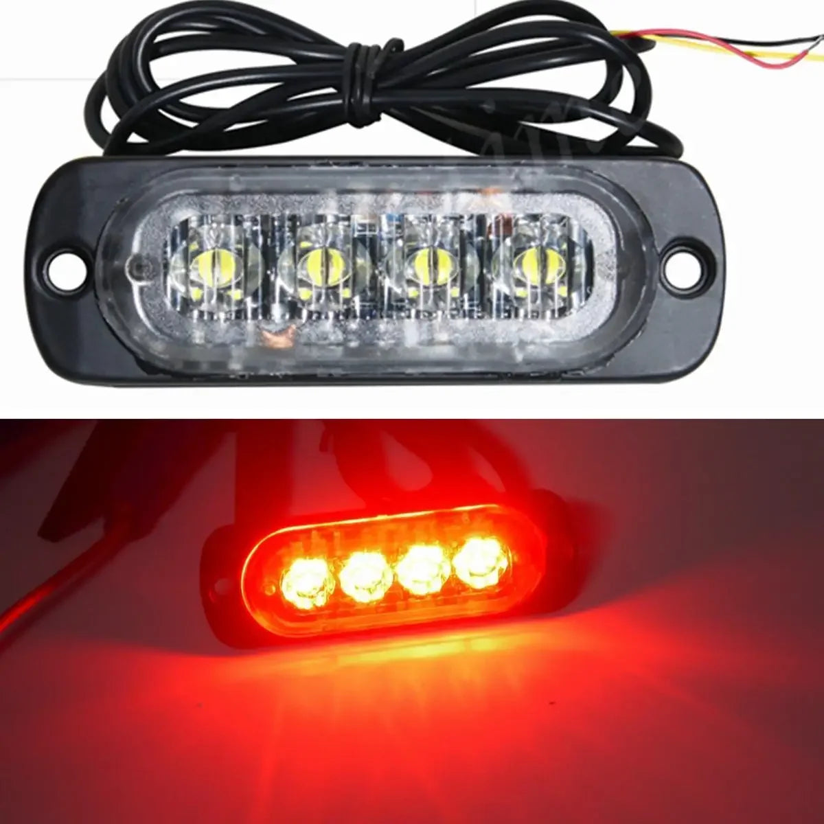 Car 4LED Strobe Light For Car 12V 24V Emergency Signal Lamps Strobe Warning Light Auto Truck Flashing Lighting