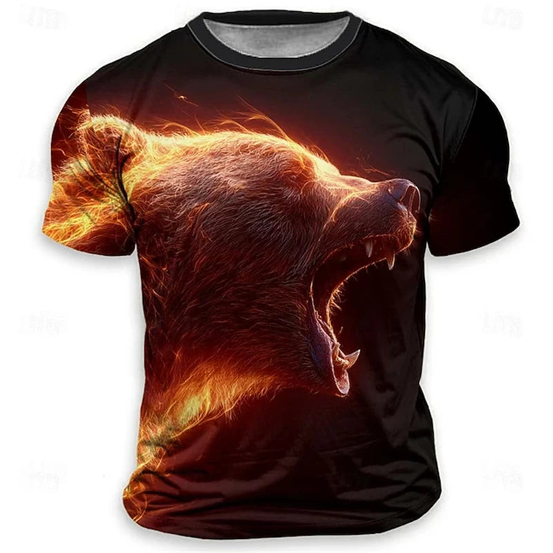 Funny 3D Tiger Print Men's T Shirt Hip Hop Trend Harajuku Streetwear Casual O-neck Loose Tops Summer Fashion Animal Pattern Tees