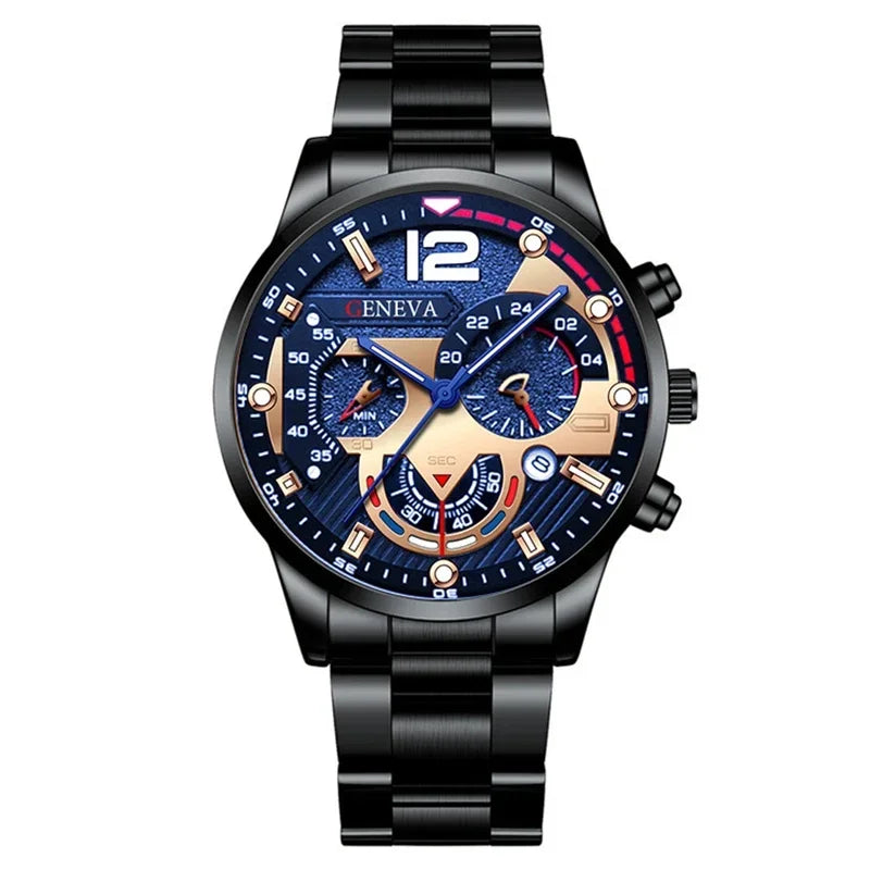 NEWFashion Mens Stainless Steel Watches Luxury Quartz Wristwatch Calendar Luminous Clock Men Business Casual Watch Reloj Hombre