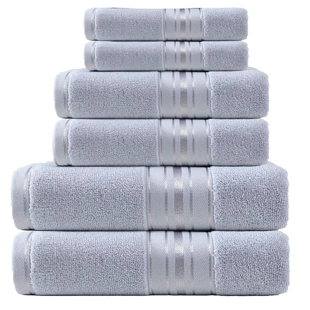 Luxury 6 Piece Towel Set, 2 Bath Towels 2 Hand Towel 2 Washcloths, 600 GSM 100% Cotton Turkish Towels for Bathroom, White Towel Sets