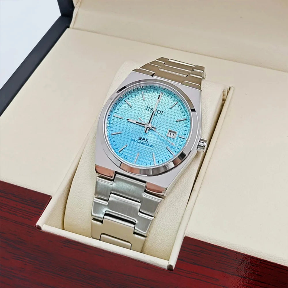New Style Light Luxury Fashion Business Simple and Stylish Men's Watch, Hollow Design, Calendar Display, Butterfly Clasp Stainless Steel Strap, Personalized Street Style Essential for Students and Trendy Men, the First Choice