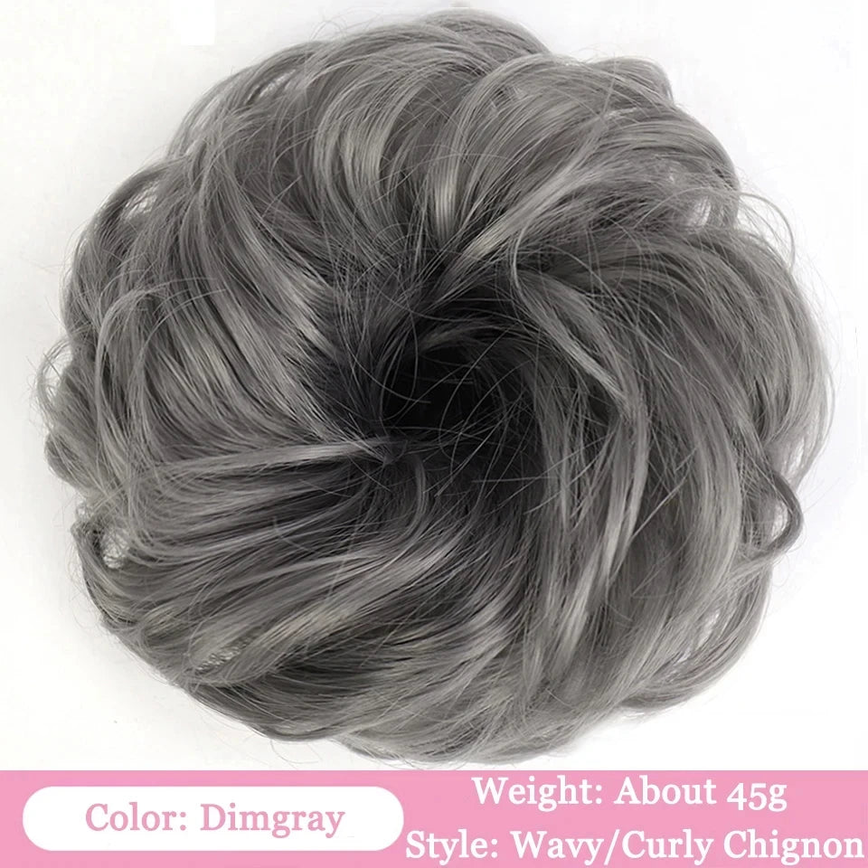 OLACA Synthetic Hair Bun Bands Blonde Black Messy Curly Chignon Donut Updo Scrunchies Fake Hair Pieces For Women Hair Extensions