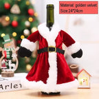 New Creative Christmas Wine Bottle Fashion Velvet Dress Wine Bottle Covers Sleeve Santa Snowman Xmas New Year Dinner Table Decor