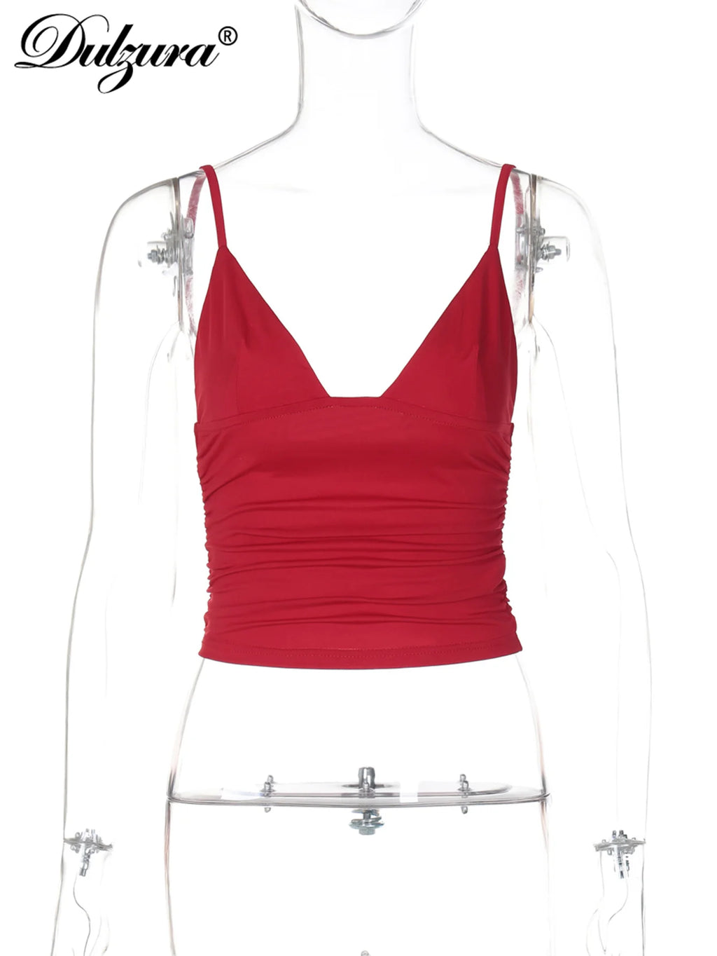 Dulzura Sleeveless Ruched Bodycon Camisole Women’S Solid Sexy Top Party Club Streetwear Autumn Winter Clothes Y2K