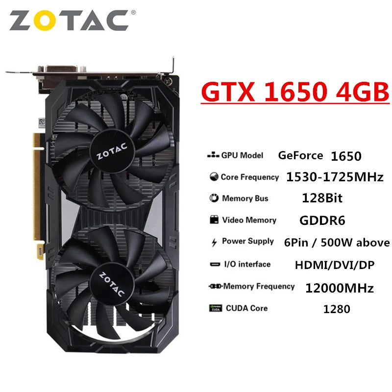 Used Zotac Graphics Cards GTX 1650 1660 1060 1050Ti 6GB 1050 Ti 3GB 4GB 1660S Super Video Card GPU Desktop PC Computer Mining