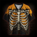 Unisex HalloweenGothic Dark Retro Style Pumpkin Carving 3D Print V Neck Fashion T Shirt Summer Loose Breathable Short Sleeve Tee