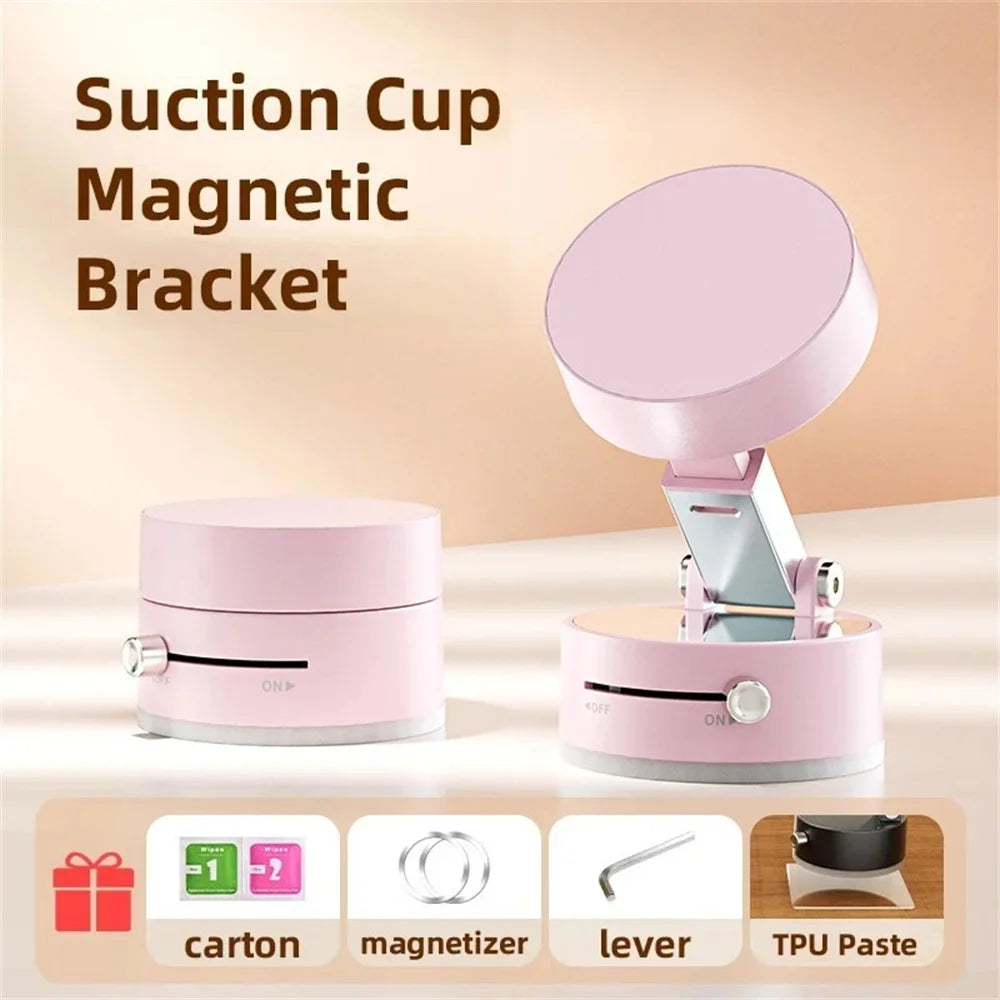 360° Rotation Vacuum Suction Cup Phone Holder Magnetic Lazy Multi-functional Phone Stand Foldable Holder For Selfies and Videos
