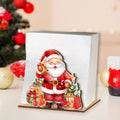 Santa Claus Wooden Napkin Holder Christmas Table Decor Desktop Tissue Storage Rack Xmas Party Dining Room Tabletop Decorations