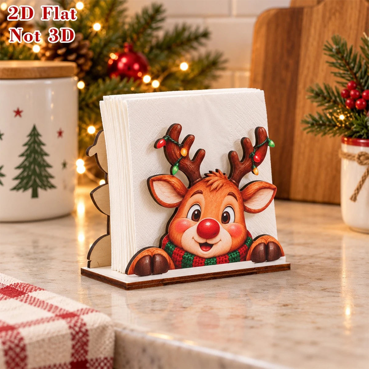 Santa Claus Wooden Napkin Holder Christmas Table Decor Desktop Tissue Storage Rack Xmas Party Dining Room Tabletop Decorations