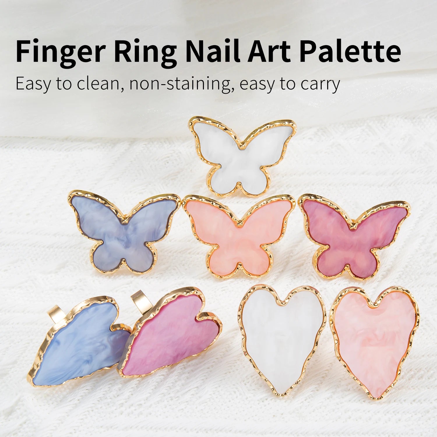 Mini Resin Fingerring Design Plate For UV Gel Polish Blending Heart Shape False Nails Display Stand False Eyelash Glue Tray Tool