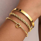 3Pcs Gold Stackable Bracelets Set for Women Dainty Knot Bangle Twisted Chain Bracelet Minimalist Steel Jewelry for Daily Wearing