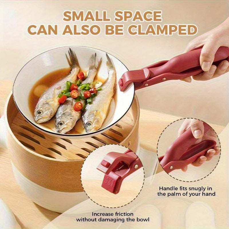 1/2Pcs Anti-Scald Hot Dish Gripper Clips, Non-Slip Kitchen Bowl Plate Holder Clamp for Air Fryer, Oven, Pans & Steamers