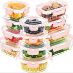12pcs Glass Food Storage Containers with Lids,Leak Proof, Airtight  Lunch Bento Boxes for Microwave,Oven, Freezer And Dishwasher